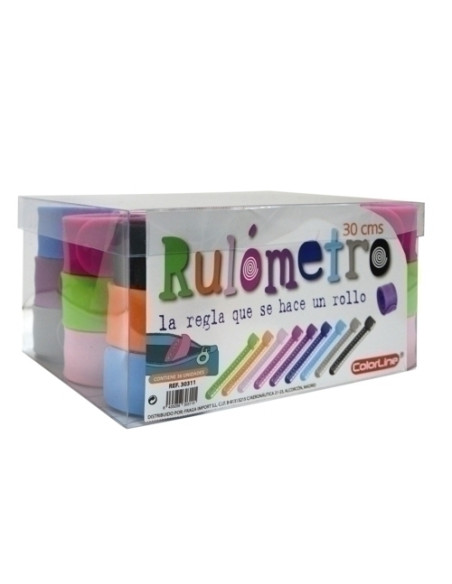 REGLA COLORLINE SILICONA 30cm ENROLLABLE COLORES SURTIDO EXPOSITOR DE 36