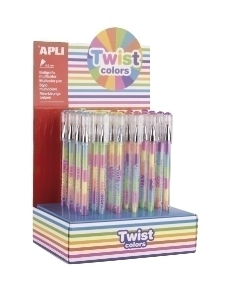 ROLLER GEL APLI TWIST COLORS MULTICOLOR SURTIDO EXPOSITOR DE 24