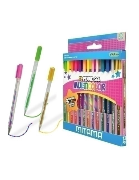 ROLLER GEL MITAMA GLITTER 1mm ESTUCHE de 13