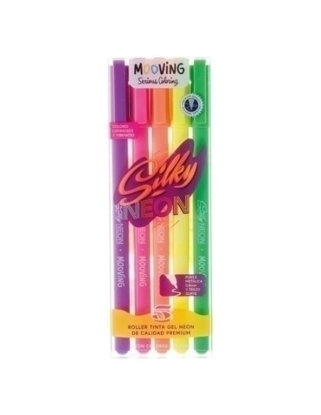 ROLLER GEL MOOVING 08mm COLORES NEON BOLSA de 5