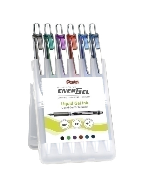 ROLLER GEL RT PENTEL BL-77 ENERGEL 07 ESTUCHE DE 6 SURTIDOS