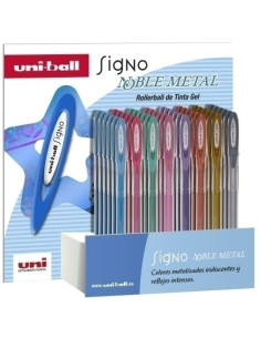 ROLLER GEL UNI-BALL SIGNO NOBLE METAL 10 UM-120 NM EXPOSITOR de 48