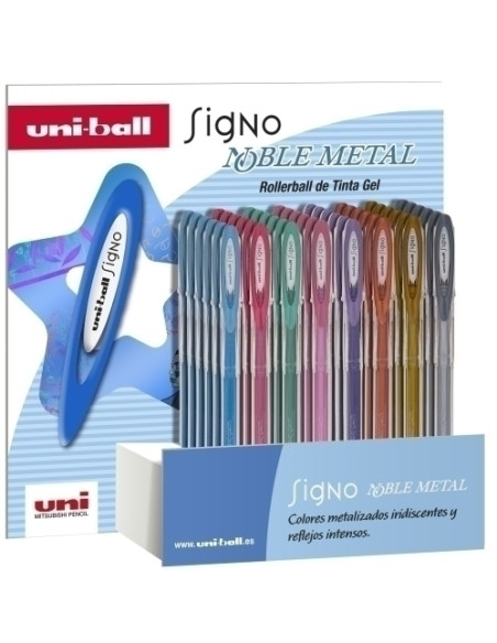 ROLLER GEL UNI-BALL SIGNO NOBLE METAL 10 UM-120 NM EXPOSITOR de 48