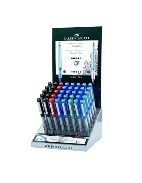 ROLLER TLIQ FABER-CASTELL FREE INK 05 EXPOSITOR DE 40 364 SC 23x azul 10x negro 5x rojo 2x verde