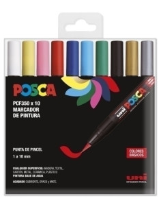 ROTULUNI-POSCA PINCEL PCF-350 ESTUCHE DE 10 SURTIDOS