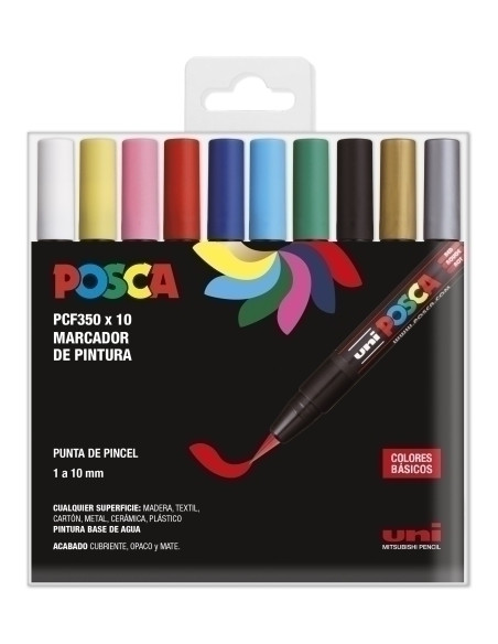 ROTULUNI-POSCA PINCEL PCF-350 ESTUCHE DE 10 SURTIDOS