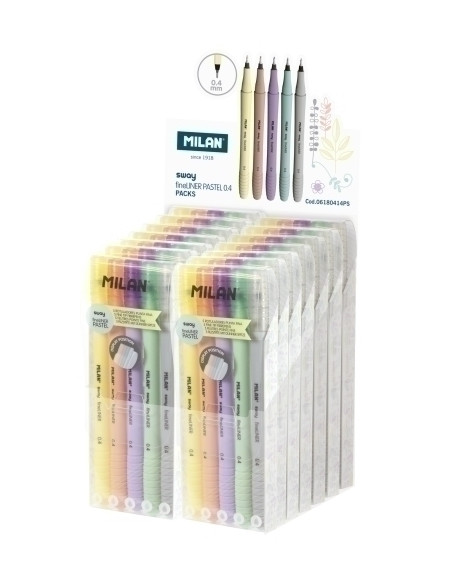 ROTULADOR  MILAN SWAY FINELINER 04 mm EXPOSITOR de 14 ESTUCHES 5 rotul x estuche