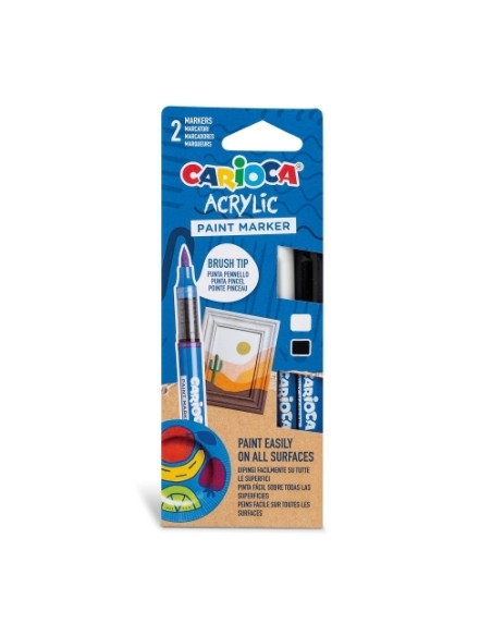 ROTULADOR ACRILICO CARIOCA PLUS BLISTER de 2 blanco y negro