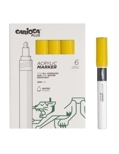 ROTULADOR ACRILICO CARIOCA PLUS CAJA de 6 AMARILLO