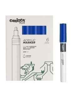 ROTULADOR ACRILICO CARIOCA PLUS CAJA de 6 AZUL