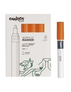 ROTULADOR ACRILICO CARIOCA PLUS CAJA de 6 NARANJA