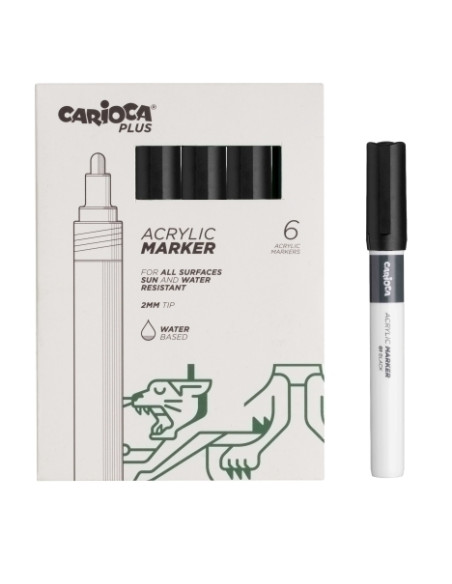 ROTULADOR ACRILICO CARIOCA PLUS CAJA de 6 NEGRO
