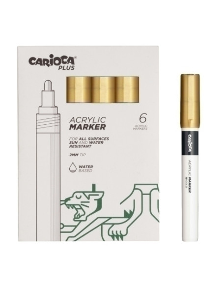 ROTULADOR ACRILICO CARIOCA PLUS CAJA de 6 ORO