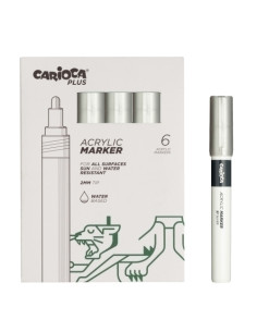 ROTULADOR ACRILICO CARIOCA PLUS CAJA de 6 PLATA
