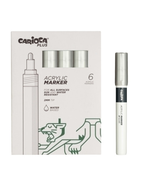 ROTULADOR ACRILICO CARIOCA PLUS CAJA de 6 PLATA