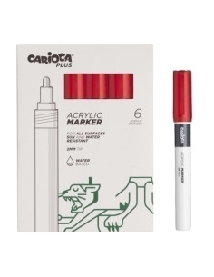 ROTULADOR ACRILICO CARIOCA PLUS CAJA de 6 ROJO