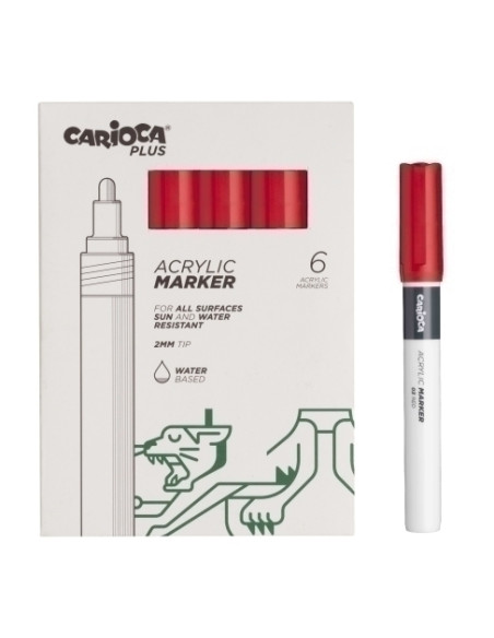 ROTULADOR ACRILICO CARIOCA PLUS CAJA de 6 ROJO