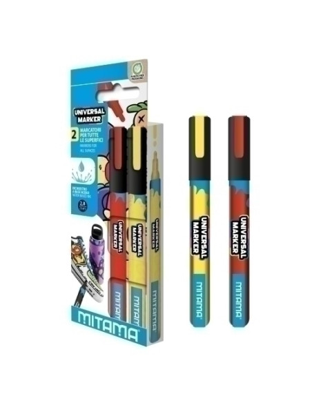 ROTULADOR ACRILICO MITAMA 25mm AMARILLO Y ROJO PACK de 2