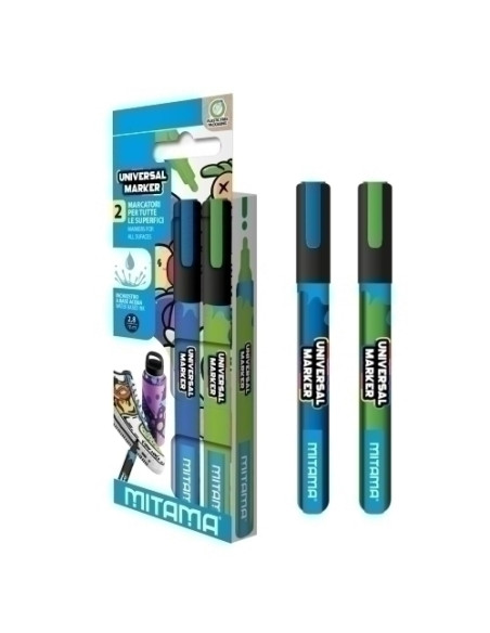 ROTULADOR ACRILICO MITAMA 25mm AZULY VERDE PACK de 2