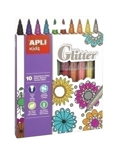 ROTULADOR APLI GLITTER ESTUCHE de 10