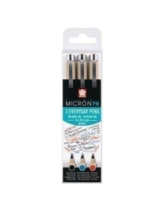 ROTULADOR CALIBRADO SAKURA PIGMA MICRON 3 COLORES AZUL NEGRO Y ROJO ESTUCHE de 3