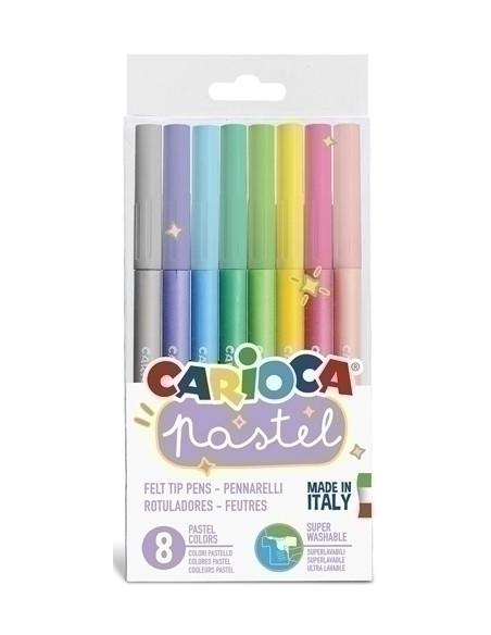 ROTULADOR CARIOCA LAVABLE PASTEL CAJA PVC de 8