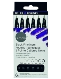 ROTULADOR DALER ROWNEY FINELINER NEGRO SIMPLY ESTUCHE DE 6