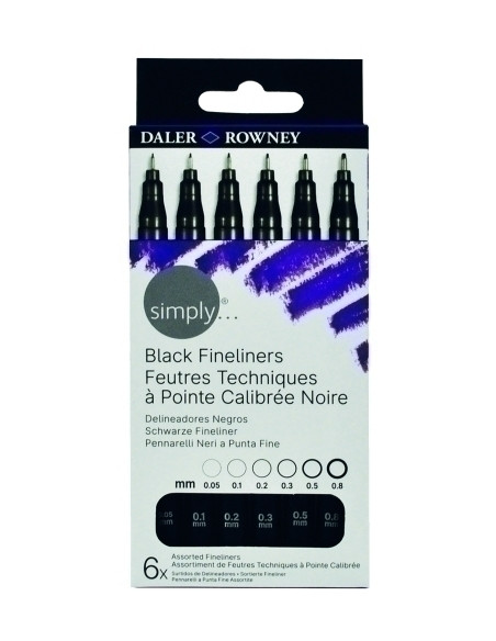 ROTULADOR DALER ROWNEY FINELINER NEGRO SIMPLY ESTUCHE DE 6