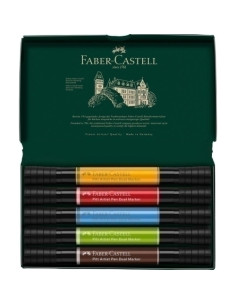 ROTULADOR FABER-CASTELL PITT ARTIST PENS DOBLE PUNTA PINCEL CAJA DE 5