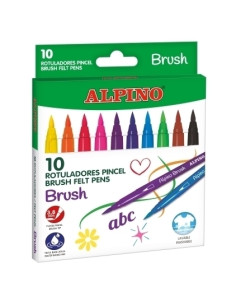 ROTULADOR FIBRA ALPINO BRUSH PUNTA PINCEL ESTUCHE DE 10