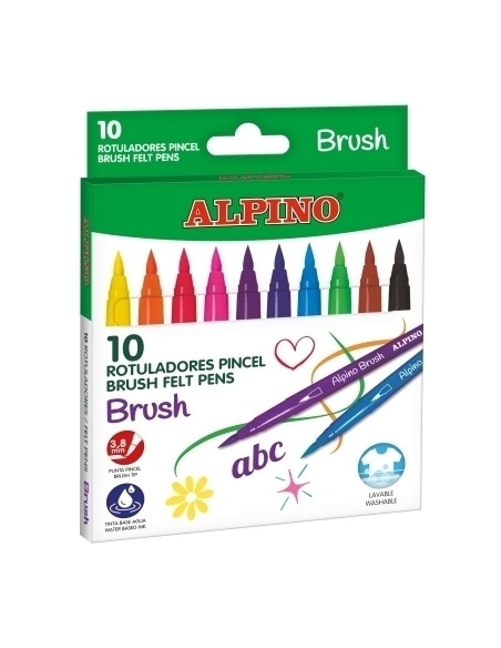 ROTULADOR FIBRA ALPINO BRUSH PUNTA PINCEL ESTUCHE DE 10
