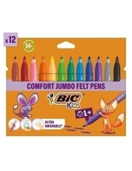 ROTULADOR FIBRA BIC KIDS CONFORT GRIP CAJA de 12