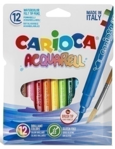 ROTULADOR FIBRA CARIOCA LAVABLE ACQUARELL CAJA de 12