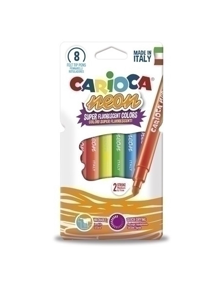 ROTULADOR FIBRA CARIOCA LAVABLE NEON CAJA de 8