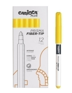 ROTULADOR FIBRA CARIOCA PLUS CAJA de 12 AMARILLO