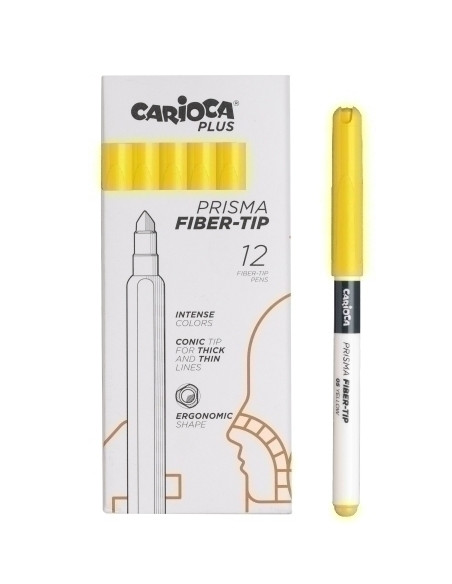 ROTULADOR FIBRA CARIOCA PLUS CAJA de 12 AMARILLO