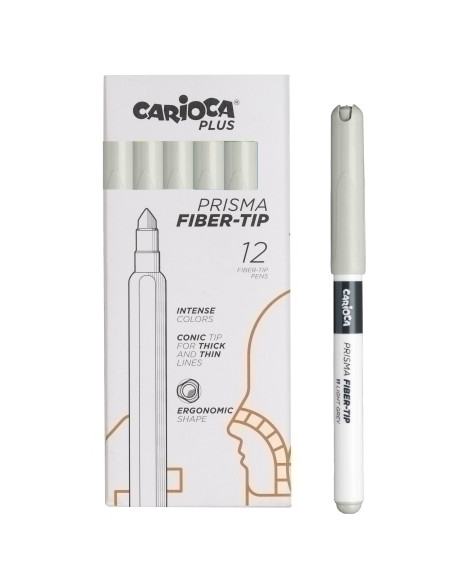 ROTULADOR FIBRA CARIOCA PLUS CAJA de 12 GRIS CLARO
