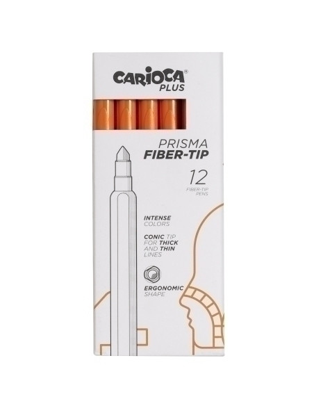 ROTULADOR FIBRA CARIOCA PLUS CAJA de 12 NARANJA