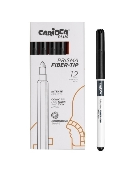 ROTULADOR FIBRA CARIOCA PLUS CAJA de 12 NEGRO