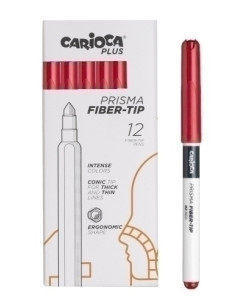 ROTULADOR FIBRA CARIOCA PLUS CAJA de 12 ROJO