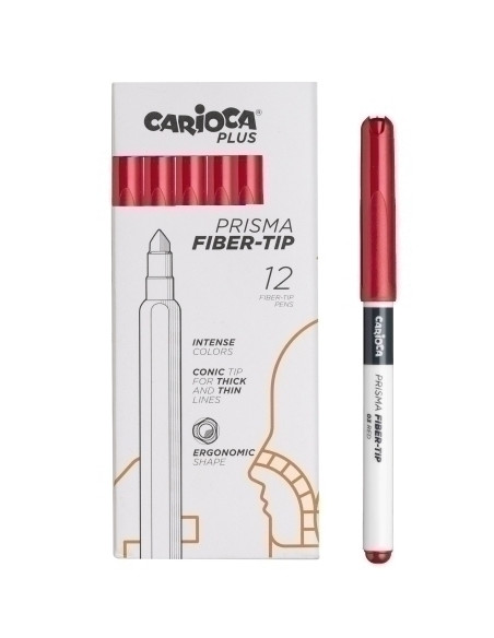 ROTULADOR FIBRA CARIOCA PLUS CAJA de 12 ROJO
