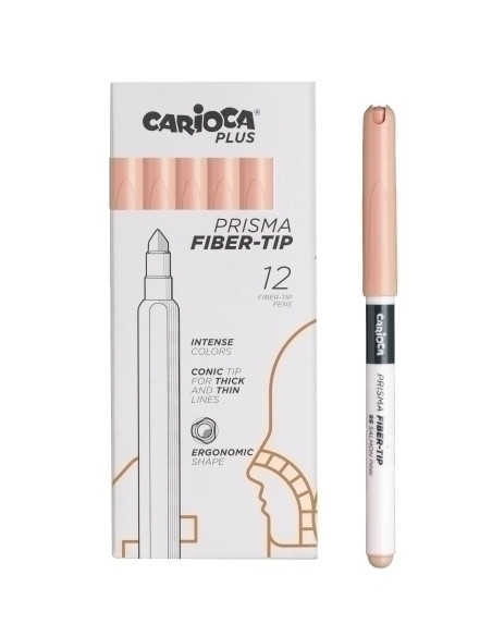 ROTULADOR FIBRA CARIOCA PLUS CAJA de 12 ROSA SALMON