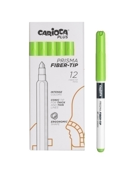ROTULADOR FIBRA CARIOCA PLUS CAJA de 12 VERDE CLARO