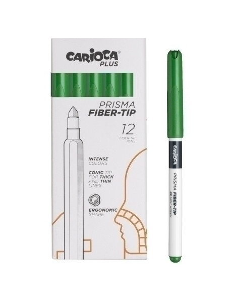 ROTULADOR FIBRA CARIOCA PLUS CAJA de 12 VERDE MENTA