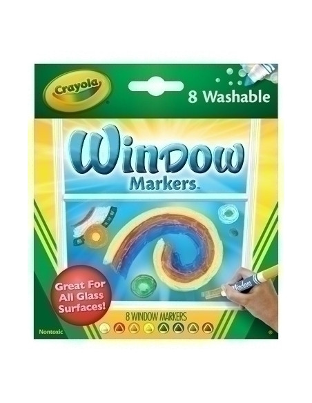ROTULADOR FIBRA CRAYOLA LAVABLE PARA VENTANA CAJA de 8