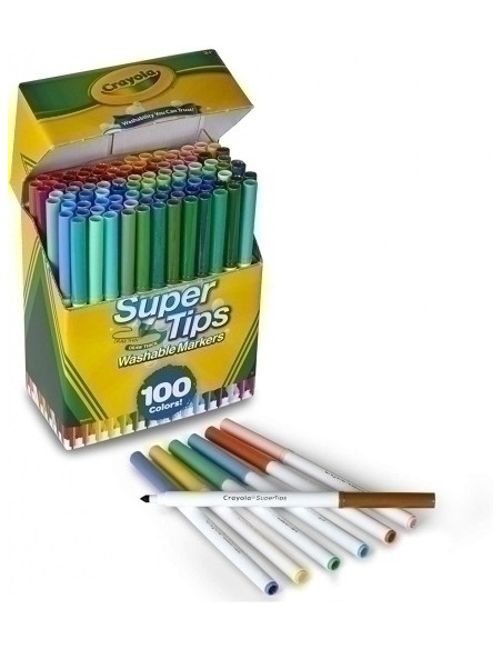 ROTULADOR FIBRA CRAYOLA LAVABLE SUPER PUNTA CAJA de 100
