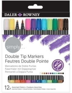 ROTULADOR FIBRA DALER ROWNEY DOBLE PUNTA SIMPLY ESTUCHE DE 12