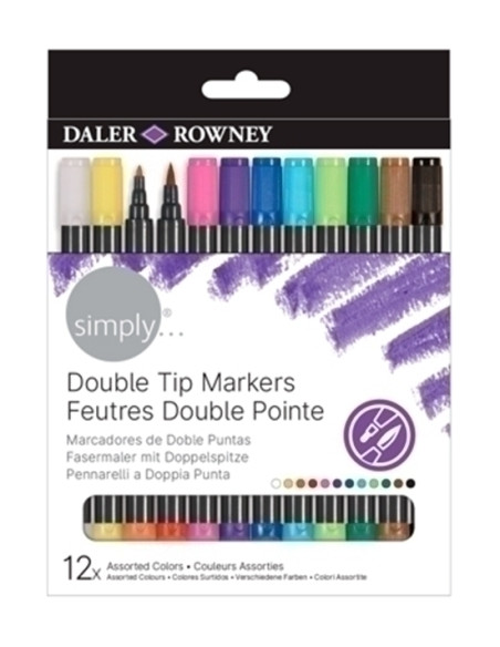 ROTULADOR FIBRA DALER ROWNEY DOBLE PUNTA SIMPLY ESTUCHE DE 12