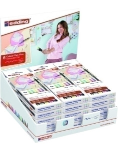 ROTULADOR FIBRA EDDING 1200  PASTEL ESTUCHE de 6 EXPOSITOR de 18