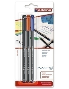 ROTULADOR FIBRA EDDING 1200  SURTIDO BLISTER de 3 negro azul y rojo